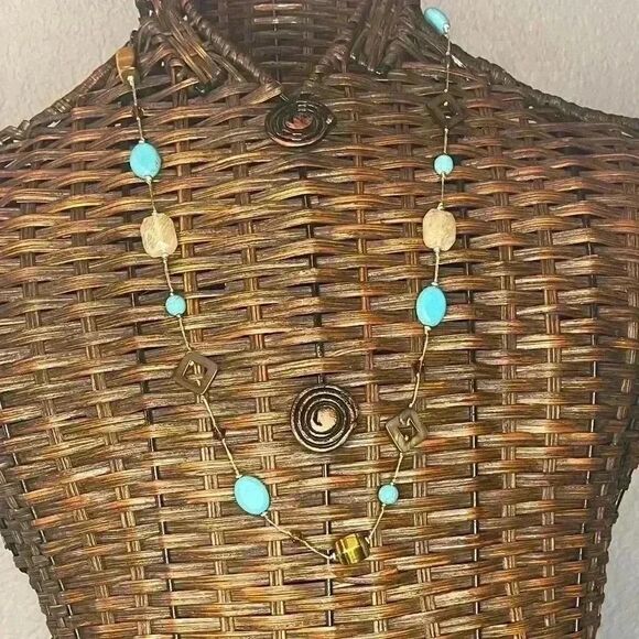 Premier designs promenade tigers eye  and faux turquoise necklace - Picture 2 of 6